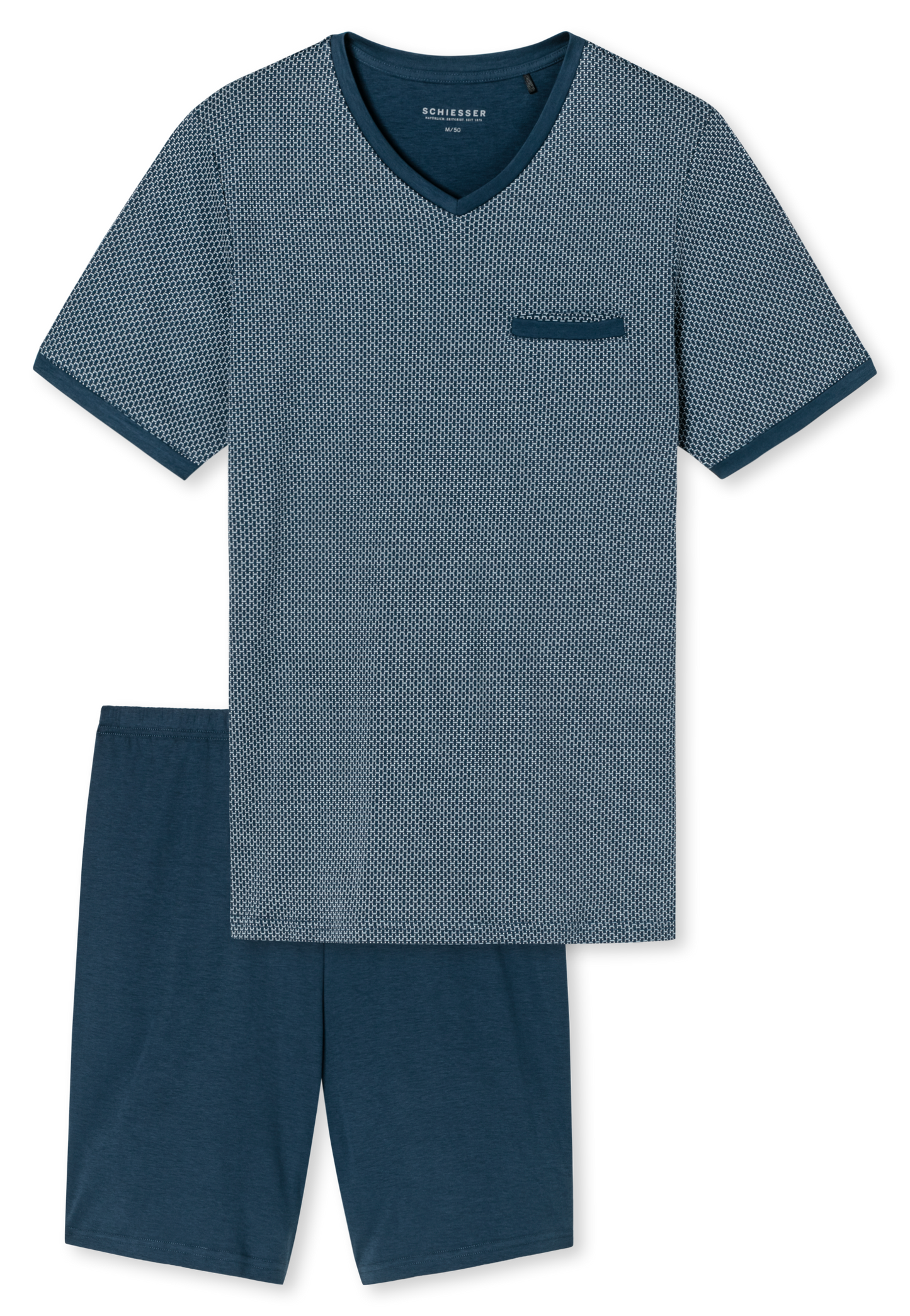 Pyjama Kort met Patroon Donkerblauw