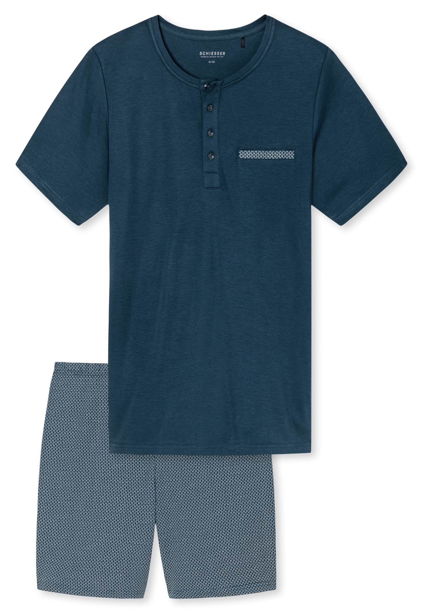 Pyjama Kort Knopen Bovenaan Donkerblauw