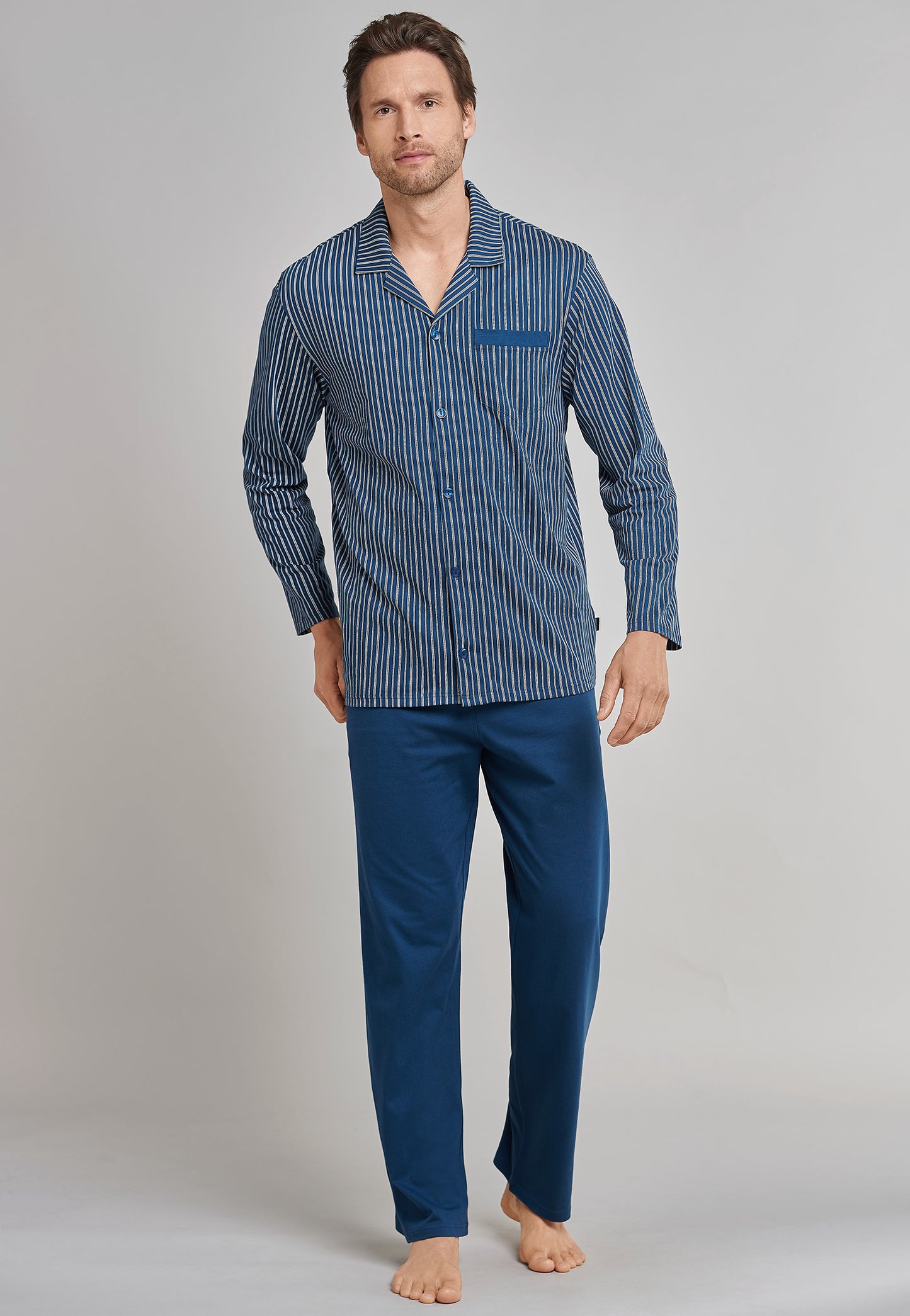 Pyjama Lang Knopen Gestreept