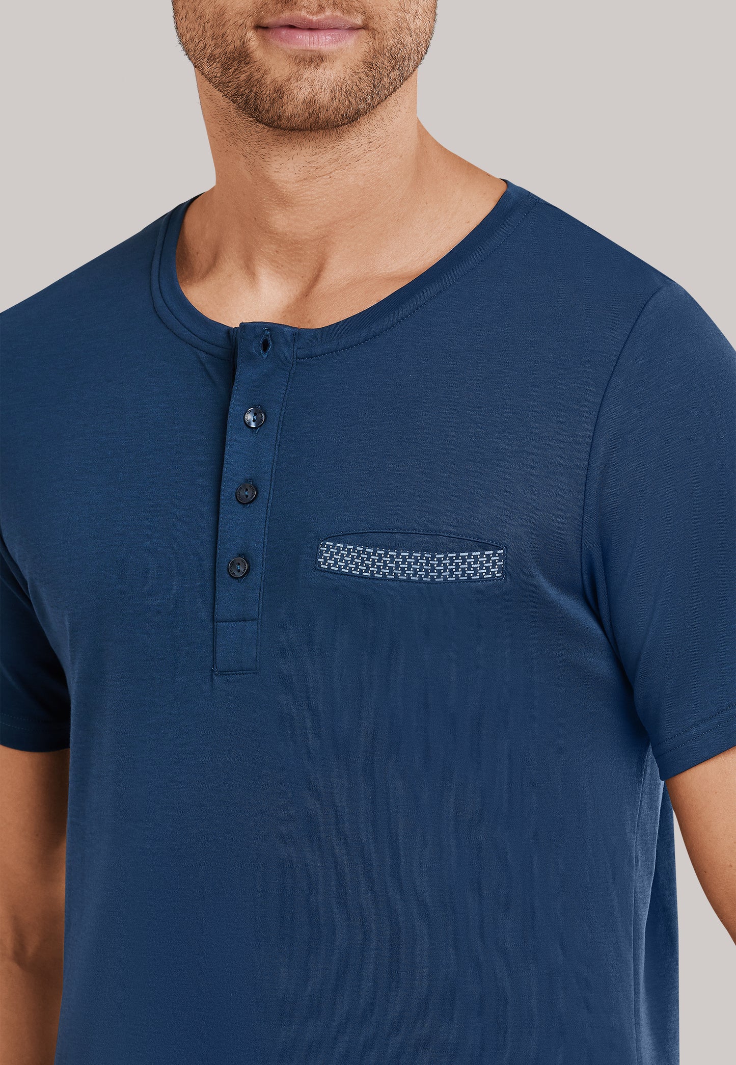 Pyjama Kort Knopen Bovenaan Donkerblauw