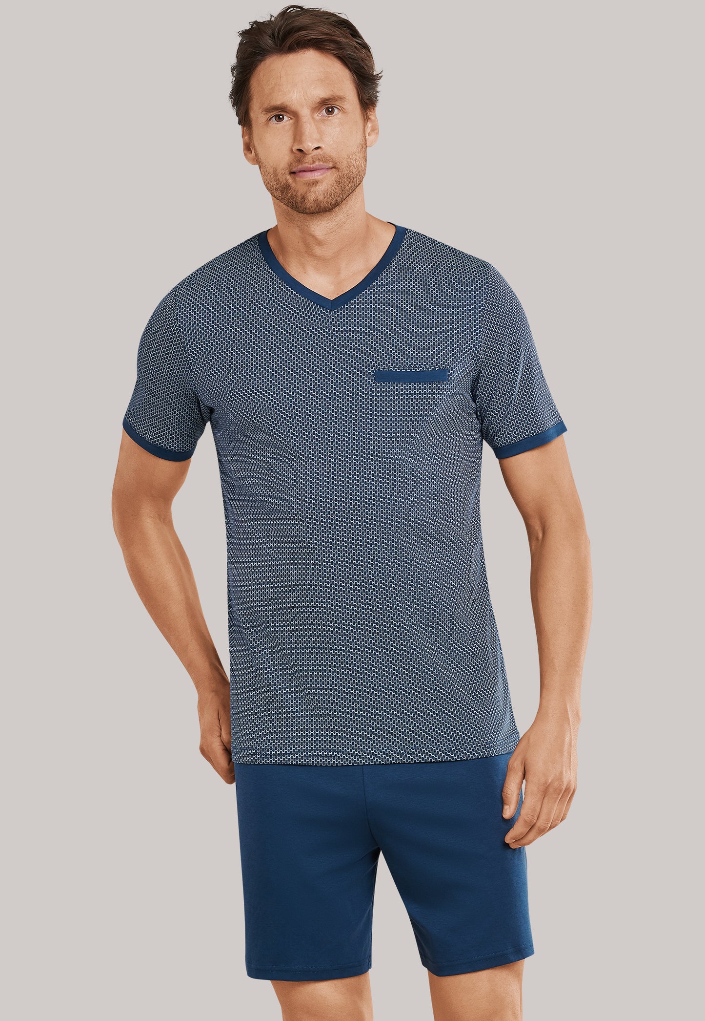 Pyjama Kort met Patroon Donkerblauw