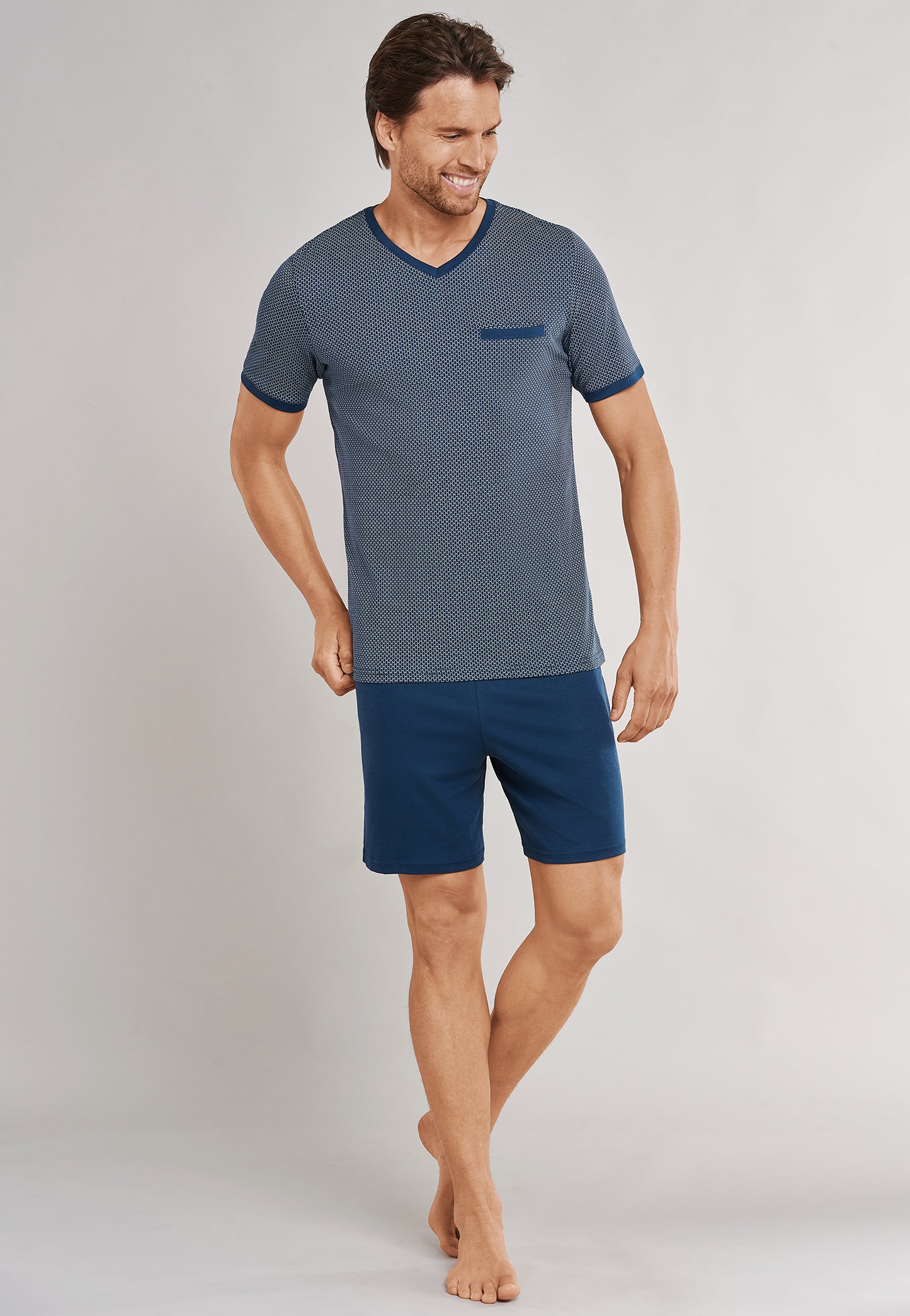 Pyjama Kort met Patroon Donkerblauw
