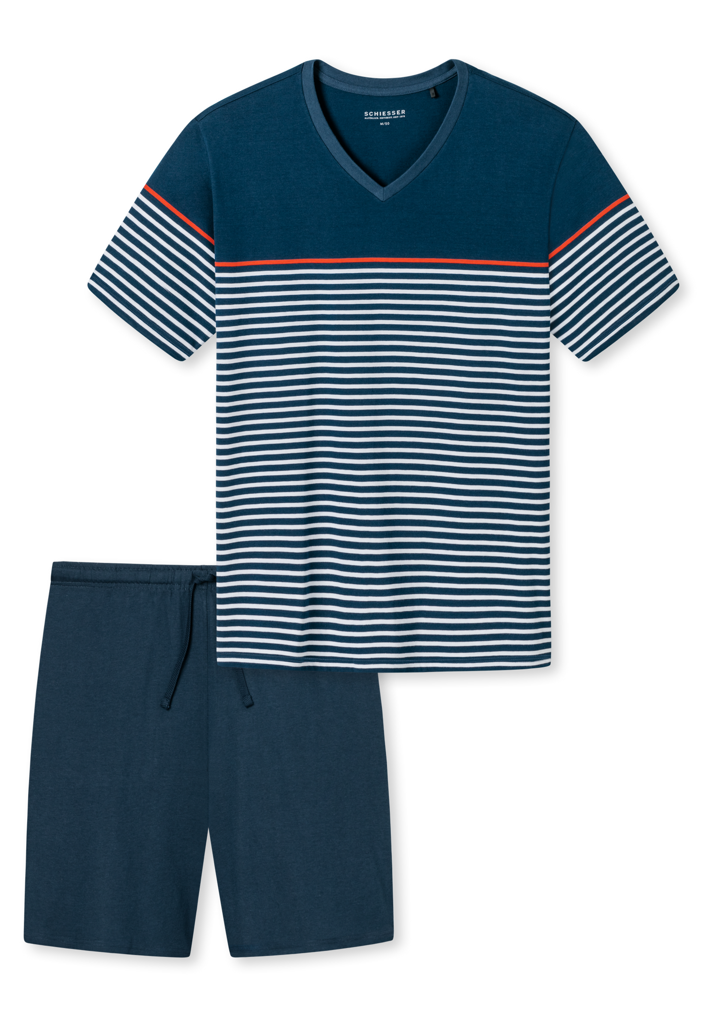 Pyjama Kort V-hals met Dwarsstrepen Meerkleurig